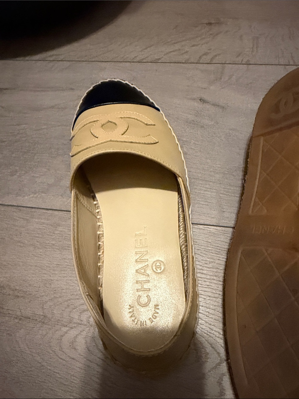 CHANEL Yellow Leather Espadrilles with Black Cap Toe - Picture 4 of 4